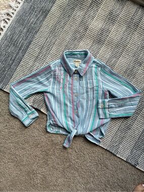 Hatley Multicolor Striped Button-Down Shirt with Tie Front